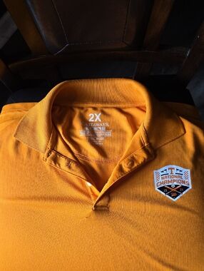 Men's Orange Polo with National Champions Patch